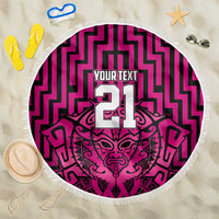 Custom Basketball New Zealand Beach Blanket Pink Maori Ta Moko Indigenous - Polynesian Pride