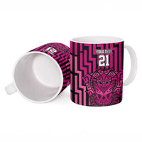 Custom Basketball New Zealand Ceramic Mug Pink Maori Ta Moko Indigenous LT9 - Polynesian Pride