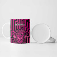 Custom Basketball New Zealand Ceramic Mug Pink Maori Ta Moko Indigenous LT9 - Polynesian Pride