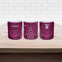 Custom Basketball New Zealand Ceramic Mug Pink Maori Ta Moko Indigenous LT9 - Polynesian Pride