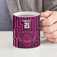 Custom Basketball New Zealand Ceramic Mug Pink Maori Ta Moko Indigenous LT9 - Polynesian Pride