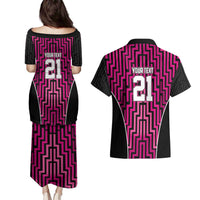 Custom Basketball New Zealand Couples Matching Puletasi and Hawaiian Shirt Pink Maori Ta Moko Indigenous - Polynesian Pride