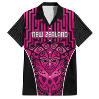 Custom Basketball New Zealand Family Matching Long Sleeve Bodycon Dress and Hawaiian Shirt Pink Maori Ta Moko Indigenous - Polynesian Pride