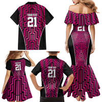 Custom Basketball New Zealand Family Matching Mermaid Dress and Hawaiian Shirt Pink Maori Ta Moko Indigenous - Polynesian Pride