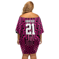 Custom Basketball New Zealand Family Matching Off Shoulder Short Dress and Hawaiian Shirt Pink Maori Ta Moko Indigenous - Polynesian Pride