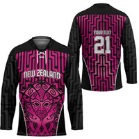 Custom Basketball New Zealand Hockey Jersey Pink Maori Ta Moko Indigenous LT9 - Polynesian Pride