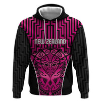 Custom Basketball New Zealand Hoodie Pink Maori Ta Moko Indigenous LT9 Pullover Hoodie Pink - Polynesian Pride