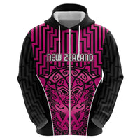 Custom Basketball New Zealand Hoodie Pink Maori Ta Moko Indigenous LT9 - Polynesian Pride