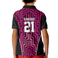 Custom Basketball New Zealand Kid Polo Shirt Pink Maori Ta Moko Indigenous - Polynesian Pride