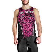 Custom Basketball New Zealand Men Tank Top Pink Maori Ta Moko Indigenous - Polynesian Pride