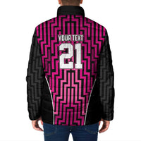 Custom Basketball New Zealand Padded Jacket Pink Maori Ta Moko Indigenous - Polynesian Pride