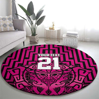 Custom Basketball New Zealand Round Carpet Pink Maori Ta Moko Indigenous - Polynesian Pride