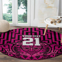 Custom Basketball New Zealand Round Carpet Pink Maori Ta Moko Indigenous - Polynesian Pride