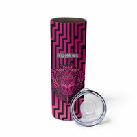 Custom Basketball New Zealand Skinny Tumbler Pink Maori Ta Moko Indigenous - Polynesian Pride
