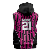 Custom Basketball New Zealand Sleeveless Zip Hoodie Pink Maori Ta Moko Indigenous - Polynesian Pride