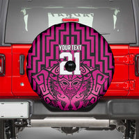 Custom Basketball New Zealand Spare Tire Cover Pink Maori Ta Moko Indigenous - Polynesian Pride