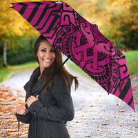 Custom Basketball New Zealand Umbrella Pink Maori Ta Moko Indigenous - Polynesian Pride