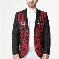 Custom Basketball New Zealand Blazer Red Maori Ta Moko Indigenous - Polynesian Pride