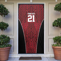 Custom Basketball New Zealand Door Cover Red Maori Ta Moko Indigenous - Polynesian Pride
