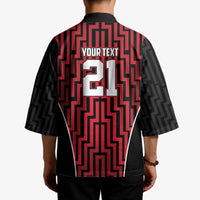 Custom Basketball New Zealand Kimono Red Maori Ta Moko Indigenous - Polynesian Pride
