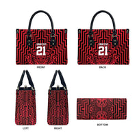 Custom Basketball New Zealand Leather Bag Red Maori Ta Moko Indigenous - Polynesian Pride
