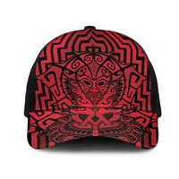 Basketball New Zealand Mesh Trucker Cap Red Maori Ta Moko Indigenous LT9 One Size Black Red - Polynesian Pride