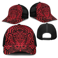 Basketball New Zealand Mesh Trucker Cap Red Maori Ta Moko Indigenous LT9 - Polynesian Pride
