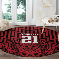 Custom Basketball New Zealand Round Carpet Red Maori Ta Moko Indigenous - Polynesian Pride