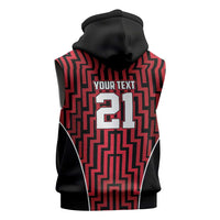 Custom Basketball New Zealand Sleeveless Hoodie Red Maori Ta Moko Indigenous - Polynesian Pride
