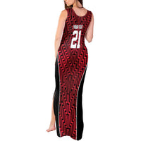 Custom Basketball New Zealand Tank Maxi Dress Red Maori Ta Moko Indigenous - Polynesian Pride