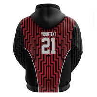 Custom Basketball New Zealand Zip Hoodie Red Maori Ta Moko Indigenous - Polynesian Pride