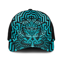 Basketball New Zealand Baseball Net Cap Teal Maori Ta Moko Indigenous LT9 One Size Black Teal - Polynesian Pride