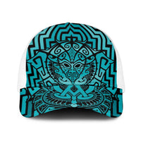 Basketball New Zealand Baseball Net Cap Teal Maori Ta Moko Indigenous LT9 One Size White Teal - Polynesian Pride