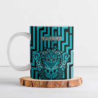 Custom Basketball New Zealand Ceramic Mug Teal Maori Ta Moko Indigenous LT9 Teal - Polynesian Pride
