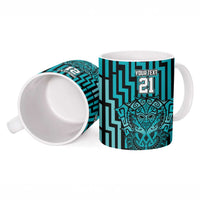 Custom Basketball New Zealand Ceramic Mug Teal Maori Ta Moko Indigenous LT9 - Polynesian Pride