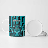 Custom Basketball New Zealand Ceramic Mug Teal Maori Ta Moko Indigenous LT9 - Polynesian Pride
