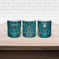 Custom Basketball New Zealand Ceramic Mug Teal Maori Ta Moko Indigenous LT9 - Polynesian Pride