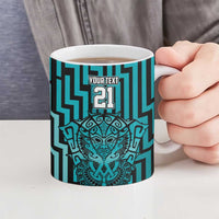 Custom Basketball New Zealand Ceramic Mug Teal Maori Ta Moko Indigenous LT9 - Polynesian Pride