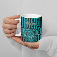 Custom Basketball New Zealand Ceramic Mug Teal Maori Ta Moko Indigenous LT9 - Polynesian Pride