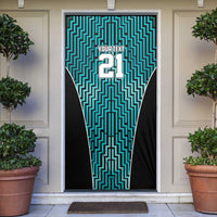 Custom Basketball New Zealand Door Cover Teal Maori Ta Moko Indigenous - Polynesian Pride