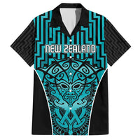 Custom Basketball New Zealand Family Matching Short Sleeve Bodycon Dress and Hawaiian Shirt Teal Maori Ta Moko Indigenous - Polynesian Pride