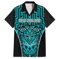 Custom Basketball New Zealand Family Matching Summer Maxi Dress and Hawaiian Shirt Teal Maori Ta Moko Indigenous - Polynesian Pride