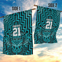 Custom Basketball New Zealand Garden Flag Teal Maori Ta Moko Indigenous - Polynesian Pride