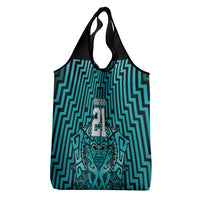 Custom Basketball New Zealand Grocery Bag Teal Maori Ta Moko Indigenous - Polynesian Pride