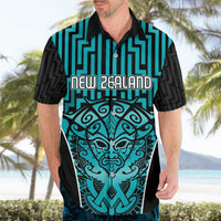 Custom Basketball New Zealand Hawaiian Shirt Teal Maori Ta Moko Indigenous - Polynesian Pride