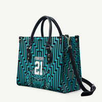 Custom Basketball New Zealand Leather Bag Teal Maori Ta Moko Indigenous - Polynesian Pride
