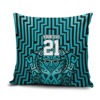 Custom Basketball New Zealand Pillow Cover Teal Maori Ta Moko Indigenous - Polynesian Pride