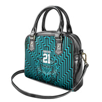 Custom Basketball New Zealand Shoulder Handbag Teal Maori Ta Moko Indigenous - Polynesian Pride