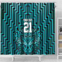 Custom Basketball New Zealand Shower Curtain Teal Maori Ta Moko Indigenous - Polynesian Pride