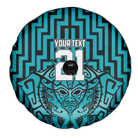 Custom Basketball New Zealand Spare Tire Cover Teal Maori Ta Moko Indigenous - Polynesian Pride